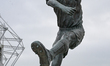 A statue of Wilf Mannion is seen outside the Riverside Stadium during the Sky Bet Champion...