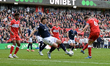 Dael Fry of Middlesbrough FC shoots at goal during the Sky Bet Championship match between...