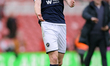 Josh Coburn of Millwall FC celebrates with fans during the Sky Bet Championship match betw...