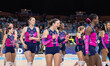 LOVB Atlanta celebrates a win against LOVB Madison at the Alliant Energy Center in Madison...