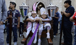Matacueros and Pharisees hold a procession in the eastern region of the State of Morelos,...