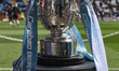 The Carabao Cup is on display during the Emirates FA Cup Quarter-Final match between Manch...