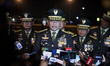Indonesian Army Chief of Staff, Maruli Simanjuntak, gives a press statement after releasin...