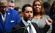 Brooklyn Borough President Antonio Reynoso speaks at a vigil for the fatal shooting of 7-m...