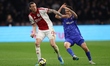 Ajax player Wout Weghorst and FC Twente player Stav Lemkin during the Dutch Eredivisie mat...