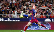 Dani Olmo of FC Barcelona and Matteo Ruggeri of Atletico de Madrid in action during the La...