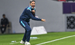 Vicente Moreno, head coach of Al Rayyan SC, reacts during the Qatar Clasico match between...