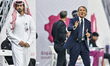 Roberto Mancini, head coach of Al Sadd SC, reacts during the Qatar Clasico match between A...