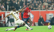 Amadou Haidara of RC Lens (left) and Ngal'ayel Mukau of Lille (right) compete during the F...
