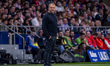 Hansi Flick, head coach of FC Barcelona, gives instructions to his players during the LaLi...