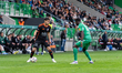 Martin Gomola of MFK Ruzomberok and Severin Tatolna of FC Tatran Presov compete during the...