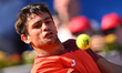 Mariano Navone of Argentina plays during the Tiriac Open final against Daniel Merida of Sp...