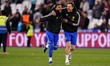 Jayden Bogle and Joe Rodon of Leeds United celebrate a penalty shootout win during the Emi...