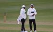 Umpires Naeem Ashraf, left, and Surendiran Shanmugam, right, during the Rothesay County Ch...