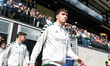 Jorge Salinas, player number 32 of Racing de Santander, is seen before the kick-off of the...