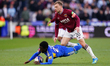 Jarrod Bowen of West Ham United fouls Wilfried Gnonto of Leeds United during the Emirates...