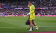 West Ham United goalkeeper Alphonse Areola leaves the field due to an injury during the Em...