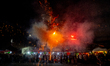 Cardboard pinatas symbolizing Judas or the Devil are exploded with fireworks in the La Mer...