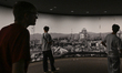 HIROSHIMA, JAPAN - APRIL 5: 
 International and domestic visitors stand before a panorami...