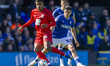 Jhon Solis of Birmingham City and Marcelino Nunez of Ipswich Town compete for the ball dur...