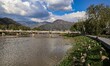 A flock of sheep grazes on the banks of the Jhelum River on a sunny afternoon in Srinagar,...
