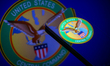 The United States Central Command (CENTCOM) seal is displayed on a smartphone screen in th...
