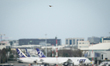 A Eurasian Skylark is seen in flight at Chopin airport in Warsaw, Poland on 05 April, 2026...