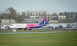 A WizzAir Airbus A321 is seen arriving at Chopin airport in Warsaw, Poland on 05 April, 20...