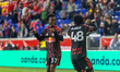 Mohammed Sofo and Ronald Donkor of the New York Red Bulls celebrate after scoring during t...