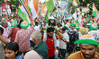 Supporters of the United Democratic Front (UDF), led by the Indian National Congress, cele...