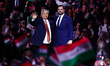 Hungarian Prime Minister Viktor Orban and American Vice President JD Vance during the rall...