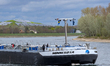 Cargo ships navigate the Rhine near Speyer, Rhineland-Palatinate, Germany, on April 3, 202...