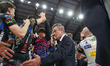 Lorenzetti Angelo, head coach of Sir Susa Scai Perugia, celebrates the victory at the end...