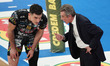 Lorenzetti Angelo, head coach of Sir Susa Scai Perugia, talks to Ben Tara Wassim of Sir Su...