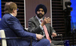 World Bank President Ajay Banga addresses an Atlantic Council forum to discuss the bank's...