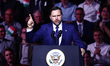 American Vice President JD Vance speaks during the rally on the Day of American-Hungarian,...