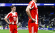 Harry Kane and Joshua Kimmich of Bayern Munich celebrate victory during the UEFA Champions...