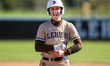 Gracie Smith of the Lehigh Mountain Hawks exits the field during an NCAA softball game at...