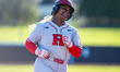 Dezaria Johnson of the Rutgers Scarlet Knights runs the bases during an NCAA softball game...