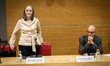 France TV CEO Delphine Ernotte and France TV Secretary-General Christophe Tardieu arrive a...
