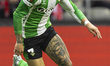 Antony plays in a match between Braga and Real Betis during the quarter-finals of the UEFA...