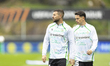 Aitor Ruibal and Alvaro Fidalgo warm up for the match between Braga and Real Betis in the...