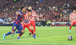 Lamine Yamal and Marc Pubill play during the match between FC Barcelona and Club Atletico...