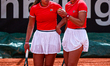 Francisca Jorge and Matilde Jorge of Portugal compete in the Billie Jean King Cup play-off...