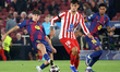 Marc Pubill, Marcus Rashford, and Fermin Lopez play during the match between FC Barcelona...