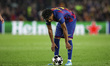 Lamine Yamal of FC Barcelona controls the ball during the UEFA Champions League quarter-fi...