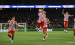 Julian Alvarez of Atletico de Madrid celebrates after scoring a goal with teammates Marcos...