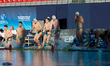 Australia national water polo team players jump into the water ahead of the World Aquatics...