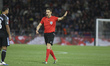 Referee Sandro Scharer gestures during the Europa League 2025-26 Quarter-finals first leg...