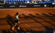 Rodrigo Pacheco returns the ball to Bor Artnak in the men's singles round of 16 of the ATP...